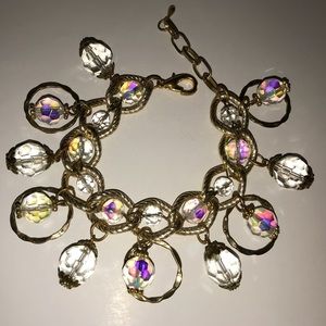 Natural Glass and Gold Bracelet